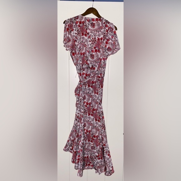 Gigi Parker Floral Midi‎ Wrap Dress Prairie Cottagecore Feminine Women L Boho - Picture 9 of 10